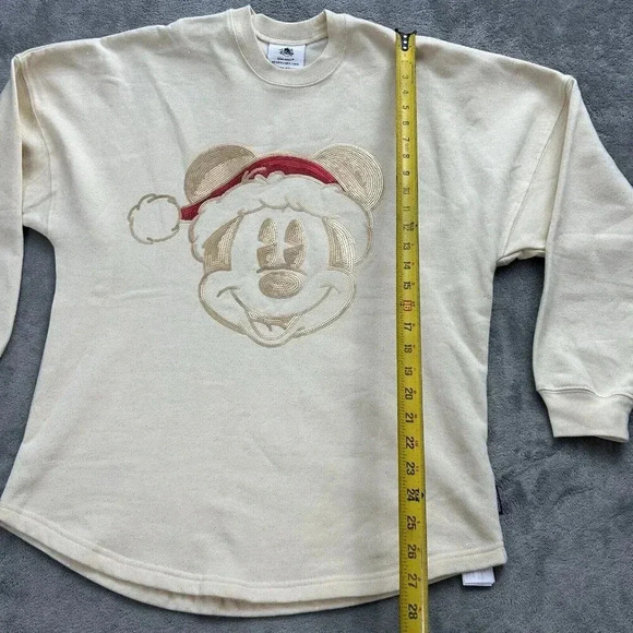 Disney Sweatshirt Adult Small Santa Mickey Mouse Sequin Christmas Spirit Jersey - Picture 2 of 11
